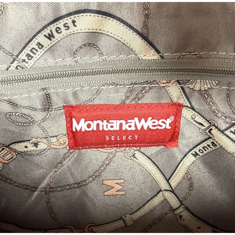 Montana West Hobo Tote Shoulder Bag Orange Brown Faux Leather Equestrian Lined